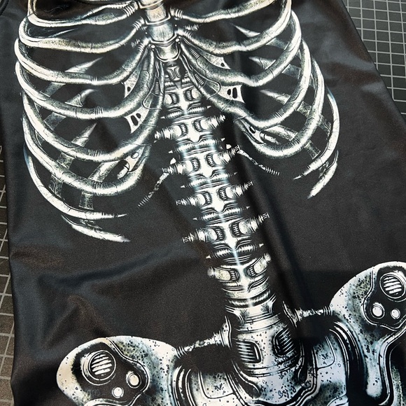 BlackMilk Skeleton Print Black Bodysuit - Picture 3 of 4